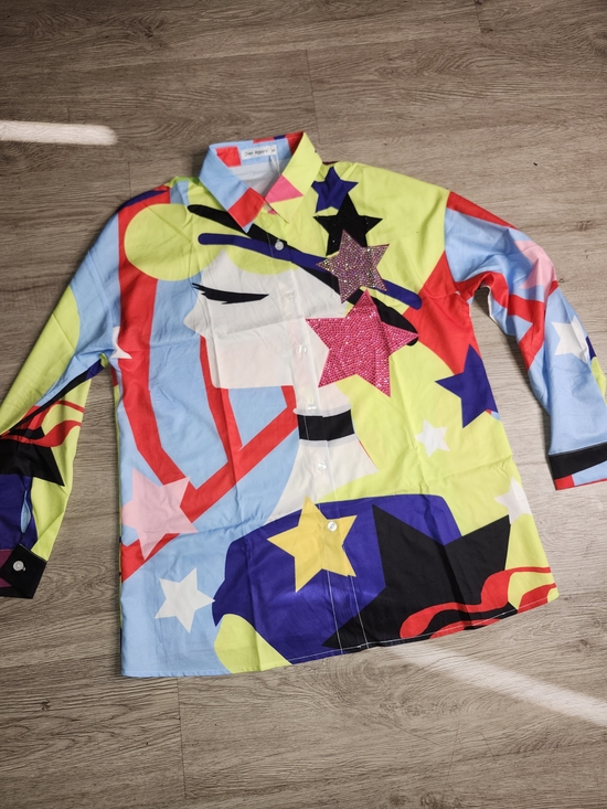 Over Apparel Dresses & Skirts - Over Apparel Colorful Star-Print Button-Down Women's Dress